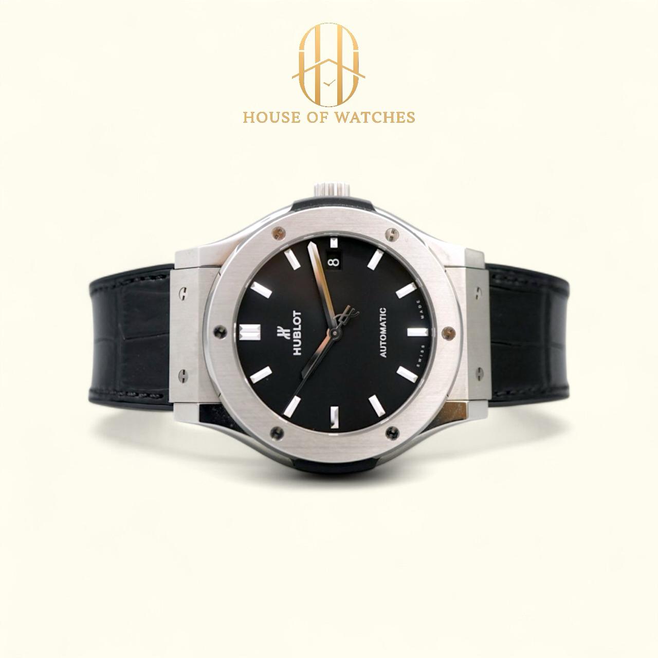 Hublot Classic Fusion 45 Black Titanium Alligator Strap 511.NX.1171.LR