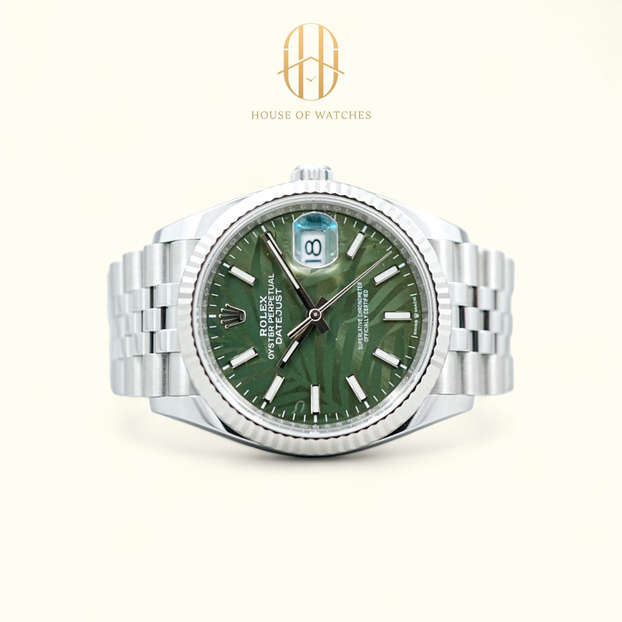 Rolex Datejust 36 Olive Green Palm Motif Jubilee 126234