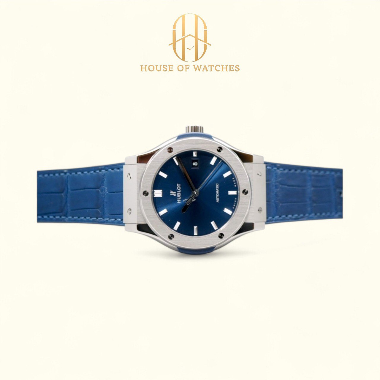 Hublot Classic Fusion 42 Blue Titanium Alligator Strap 542.NX.7170.LR