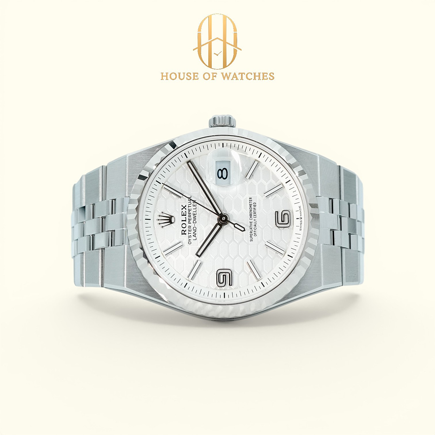Rolex Land-Dweller 36 White Honeycomb Motif Flat Jubilee 127234