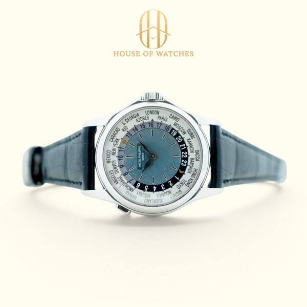 Patek Philippe Complications World Time 37 Blue Alligator 5110P-001 Platinum