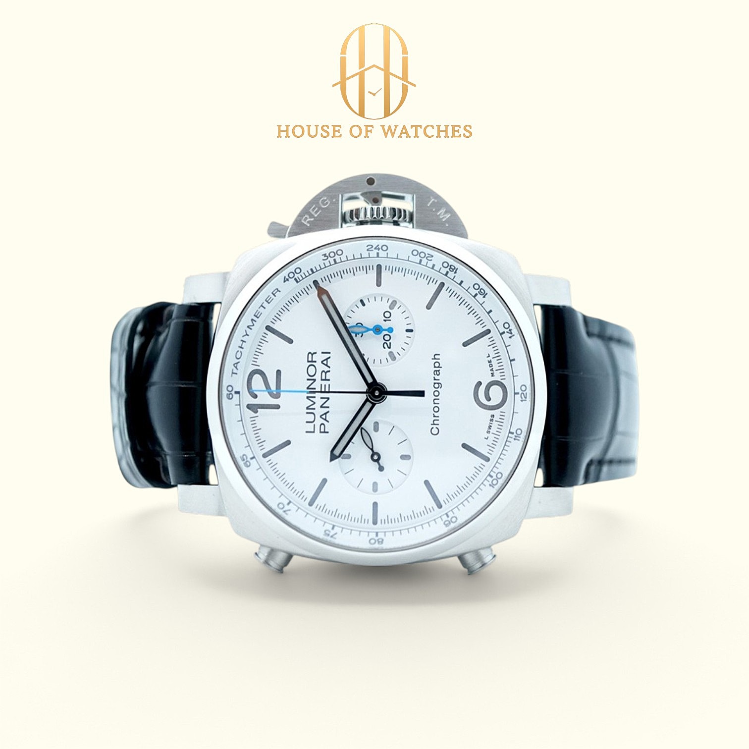 PAM01218 White Leather Strap